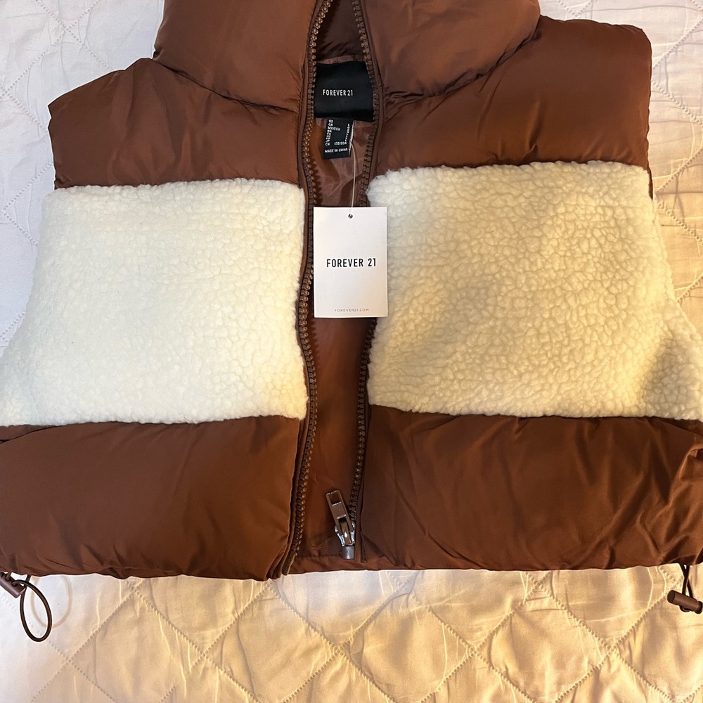 Forever 21 Brown Vest with White Accents